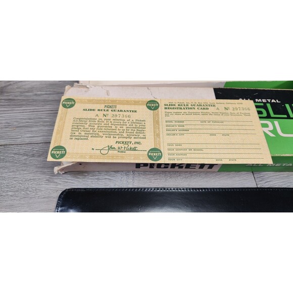 Vintage Pickett 902-ES All Metal Slide Ruler w/Original Box & Instructions, Case - Picture 10 of 15